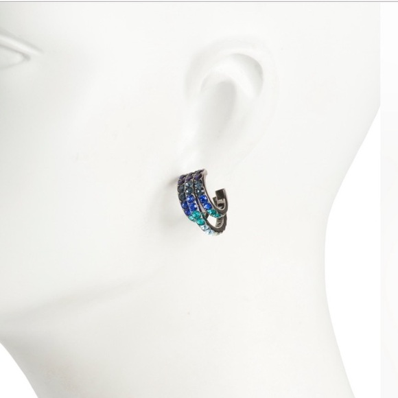 NWT Crystal Triple Row Hoop Earrings Kurt Geiger London - Picture 3 of 7